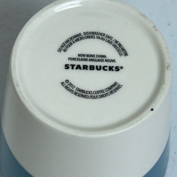 Starbucks Tazo 2012 Tea Cup No Handle Mug Blue & White Slanted Bone China Tea - Picture 9 of 9